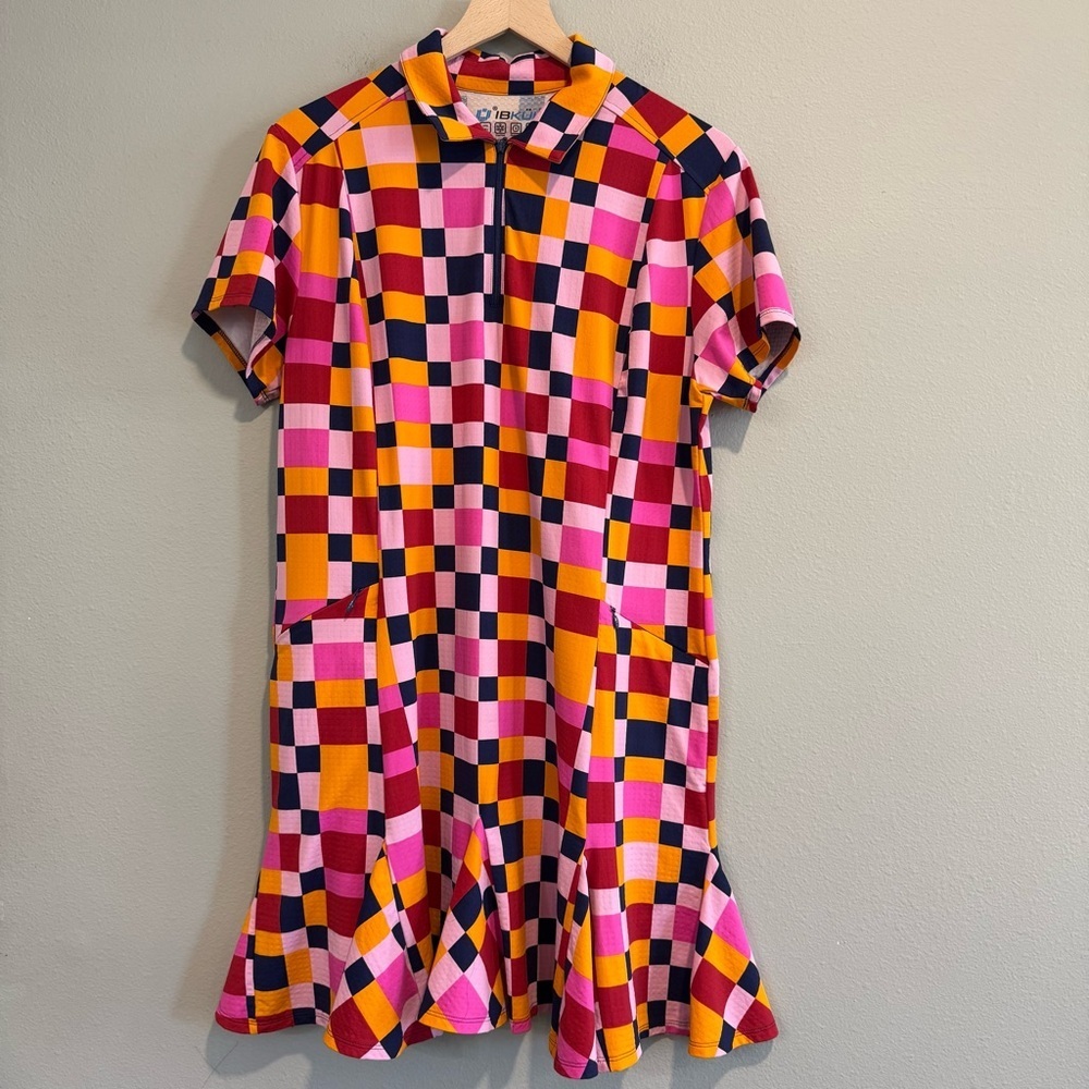 Ibkul Womens Annalise Short Sleeve Godet Golf Dress UPF 50 Sporty XL - Picture 2 of 8